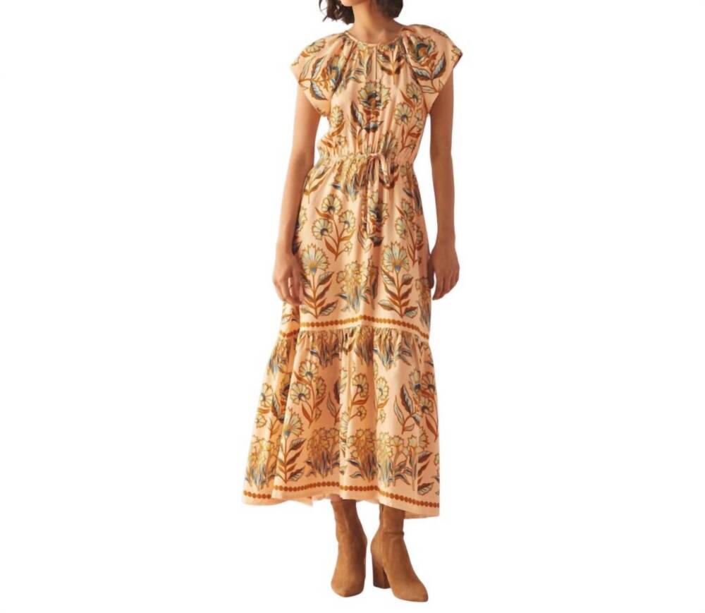 NEW OMIKA cora midi dress in aleena butternut